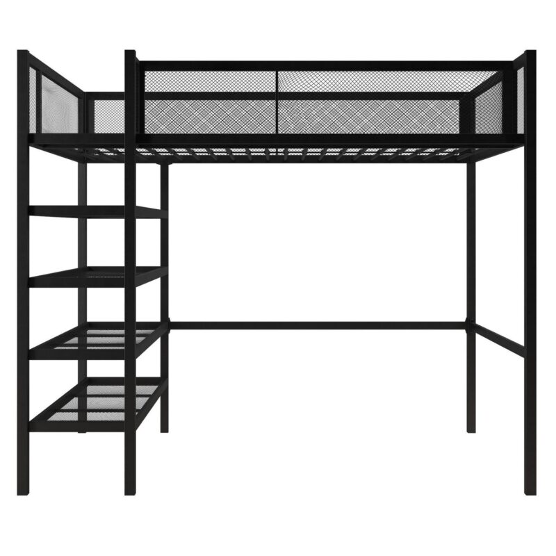 Mainstays Metal Storage Loft Bed with Book Case, Black, Twin - Image 11