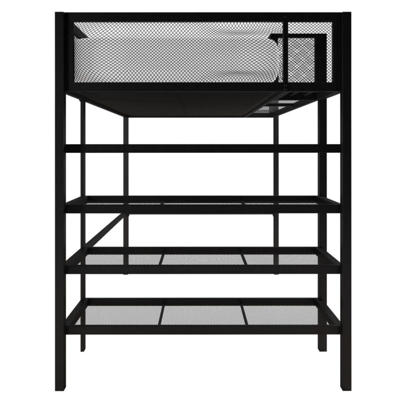 Mainstays Metal Storage Loft Bed with Book Case, Black, Twin - Image 9