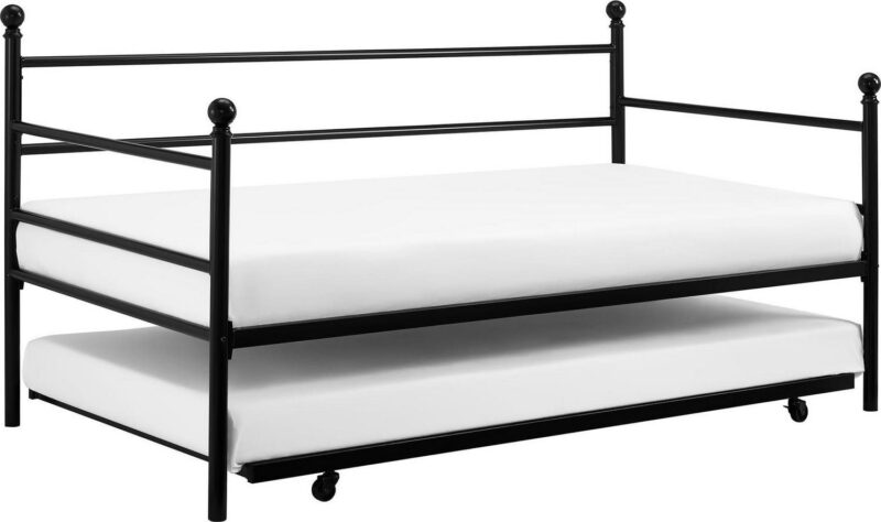 Mainstays Modern Metal Daybed with Trundle, Twin Size Frame, Black - Image 4