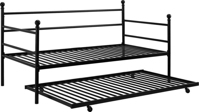 Mainstays Modern Metal Daybed with Trundle, Twin Size Frame, Black - Image 12