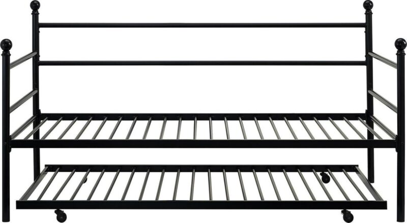Mainstays Modern Metal Daybed with Trundle, Twin Size Frame, Black - Image 13