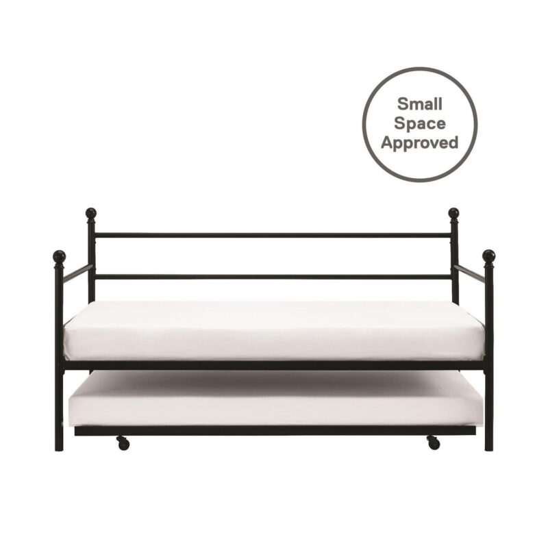 Mainstays Modern Metal Daybed with Trundle, Twin Size Frame, Black - Image 8