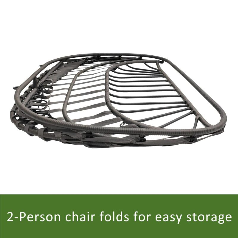 Mainstays Outdoor Wicker Patio Double Hanging Egg Chair, Gray - Image 4