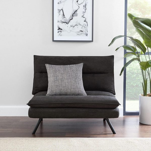 Mainstays Pillow Top Convertible Chair with 37.59in. x 29.33in. x 31.49in, Charcoal for Adult