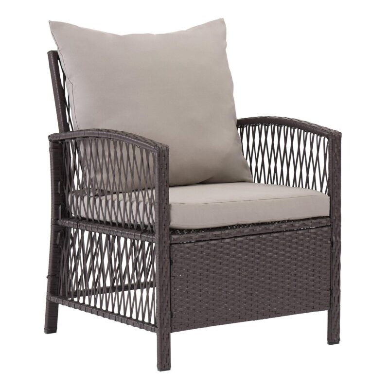 Mainstays Sanza 4-Piece Outdoor Rattan Wicker Conversation Set, Mocha/Beige - Image 4