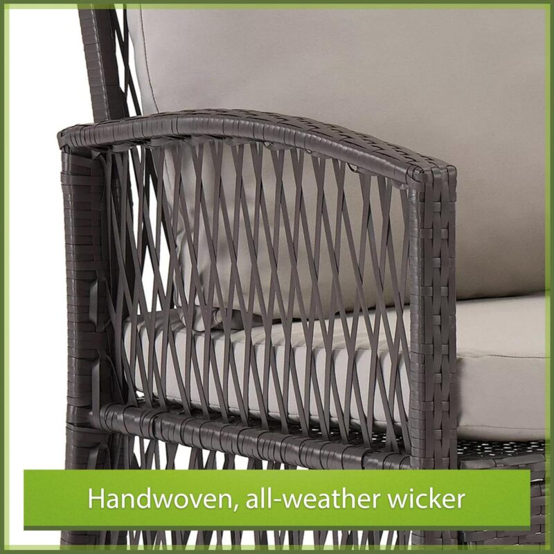 Mainstays Sanza 4-Piece Outdoor Rattan Wicker Conversation Set, Mocha/Beige - Image 9