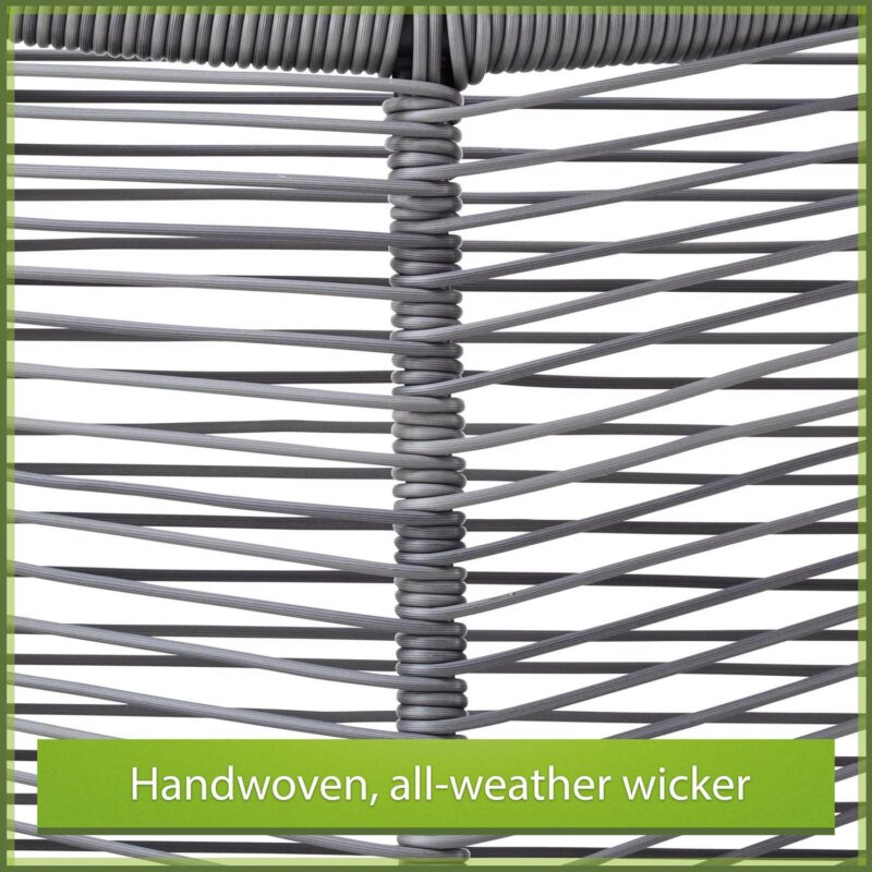 Mainstays Skyler Steel 3-Piece Wicker Rope Chat Set, Grey - Image 6