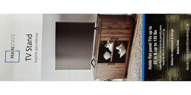 Mainstays TV Stand for TVs up to 65 , Canyon Walnut - Image 15