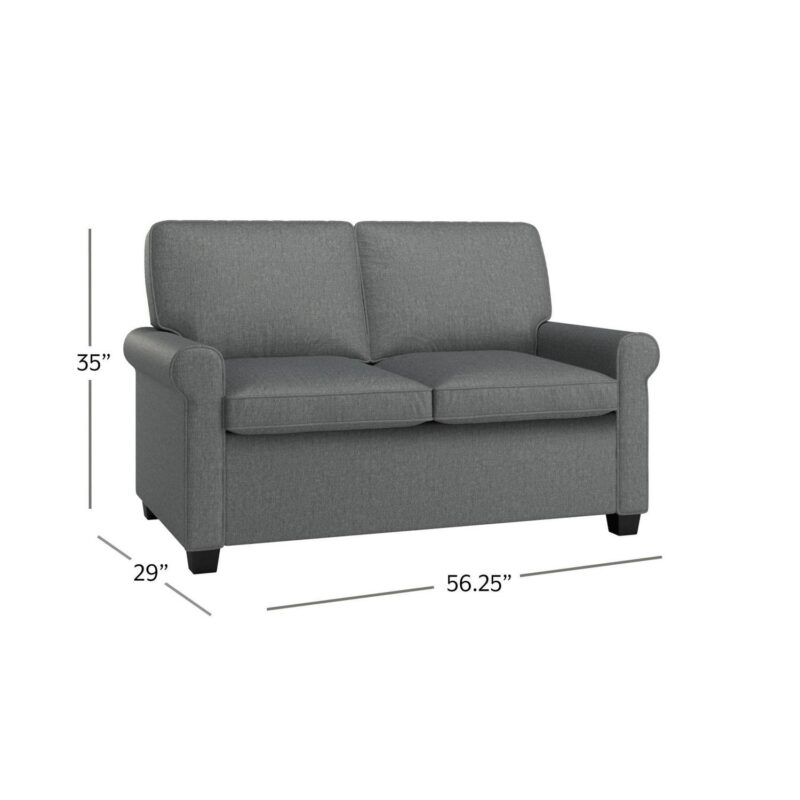 Mainstays Tatum Twin Sleeper 56.25  Loveseat, Dark Gray - Image 2