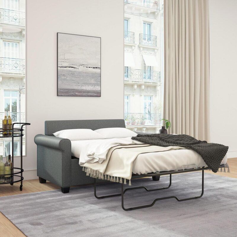 Mainstays Tatum Twin Sleeper 56.25  Loveseat, Dark Gray - Image 4