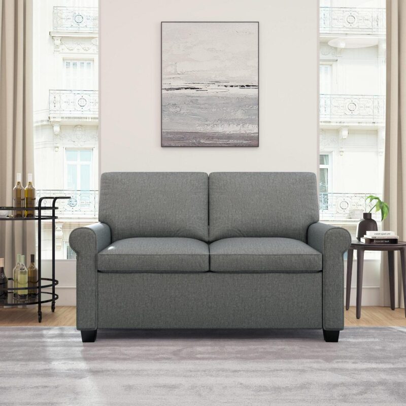 Mainstays Tatum Twin Sleeper 56.25  Loveseat, Dark Gray