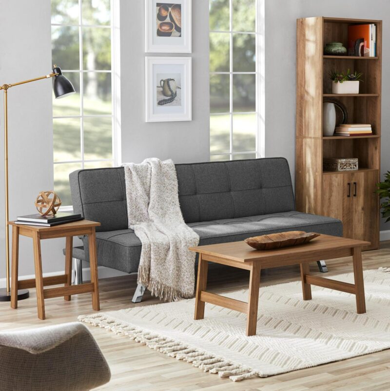 Mainstays Traditional 5 Shelf Bookcase with Doors, Weathered Oak Finish - Image 3