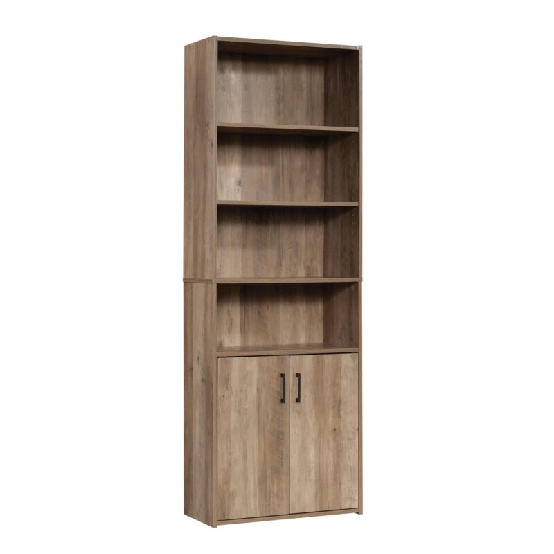 Mainstays Traditional 5 Shelf Bookcase with Doors, Weathered Oak Finish - Image 7