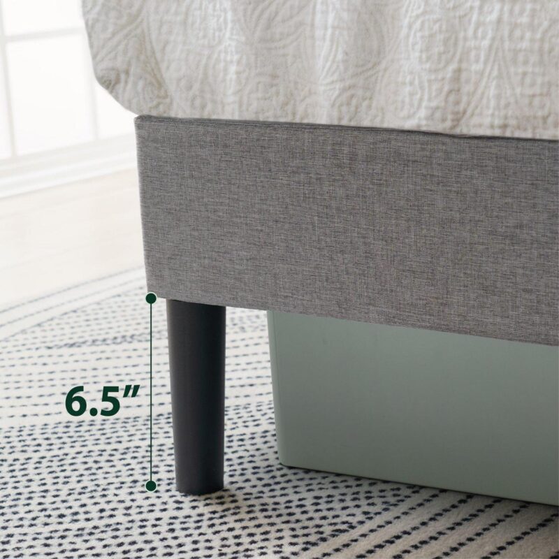 Mainstays Upholstered Platform Bed, No Box Spring Needed, Gray, Queen - Image 3