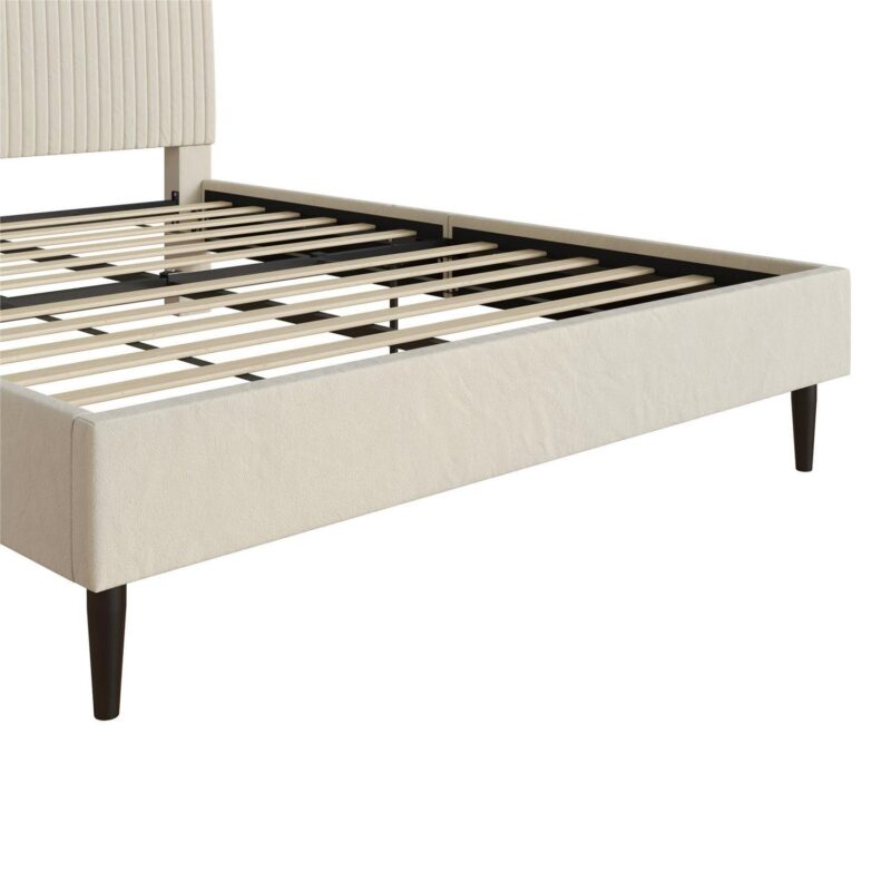 Mainstays Vera Upholstered Platform Bed, Queen, Cream Velvet - Image 14