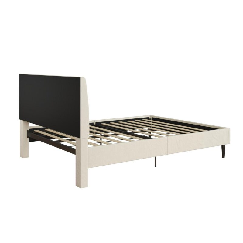 Mainstays Vera Upholstered Platform Bed, Queen, Cream Velvet - Image 15