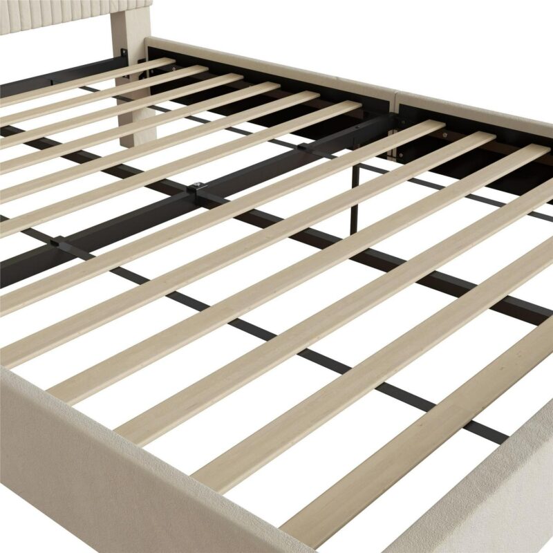 Mainstays Vera Upholstered Platform Bed, Queen, Cream Velvet - Image 13