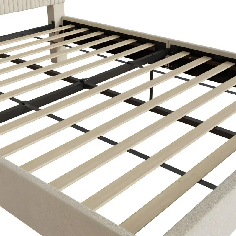 Mainstays Vera Upholstered Platform Bed, Queen, Cream Velvet - Image 13