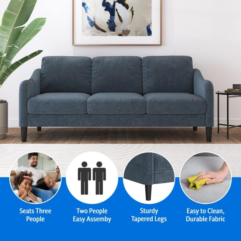 Mainstays Westley Swoop Arm 74  Sofa, Blue Cove - Image 3