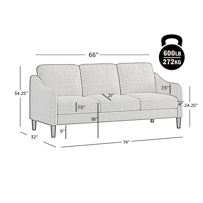 Mainstays Westley Swoop Arm 74  Sofa, Blue Cove - Image 14