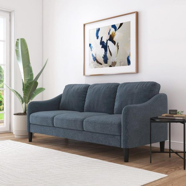 Mainstays Westley Swoop Arm 74  Sofa, Blue Cove