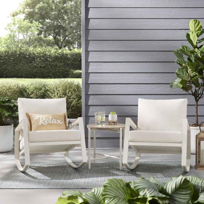 Mainstays Westmont 3-Piece Outdoor Rocker Set, White
