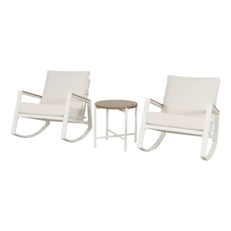 Mainstays Westmont 3-Piece Outdoor Rocker Set, White - Image 2