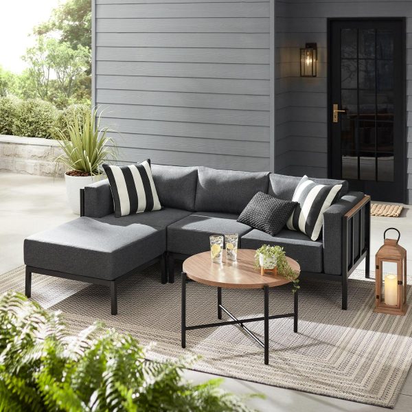Mainstays Westmont 4 Piece Thick Cushion Sectional Set, Gray