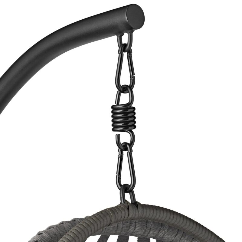 Mainstays Wicker Outdoor Patio Hanging Egg Chair with Gray Olefin Cushion and Black Metal Stand, 250 lbs Maximum Weight - Image 5