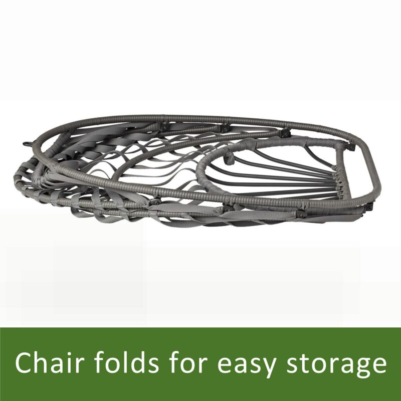 Mainstays Wicker Outdoor Patio Hanging Egg Chair with Gray Olefin Cushion and Black Metal Stand, 250 lbs Maximum Weight - Image 4