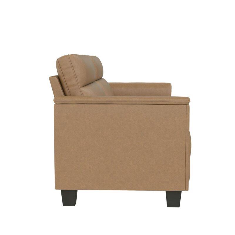Mainstays Williamson 75.5  Sofa, Brown Faux Leather - Image 13