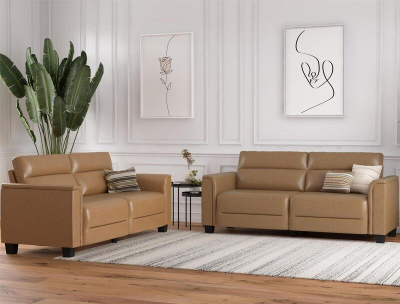 Mainstays Williamson 75.5  Sofa, Brown Faux Leather - Image 6
