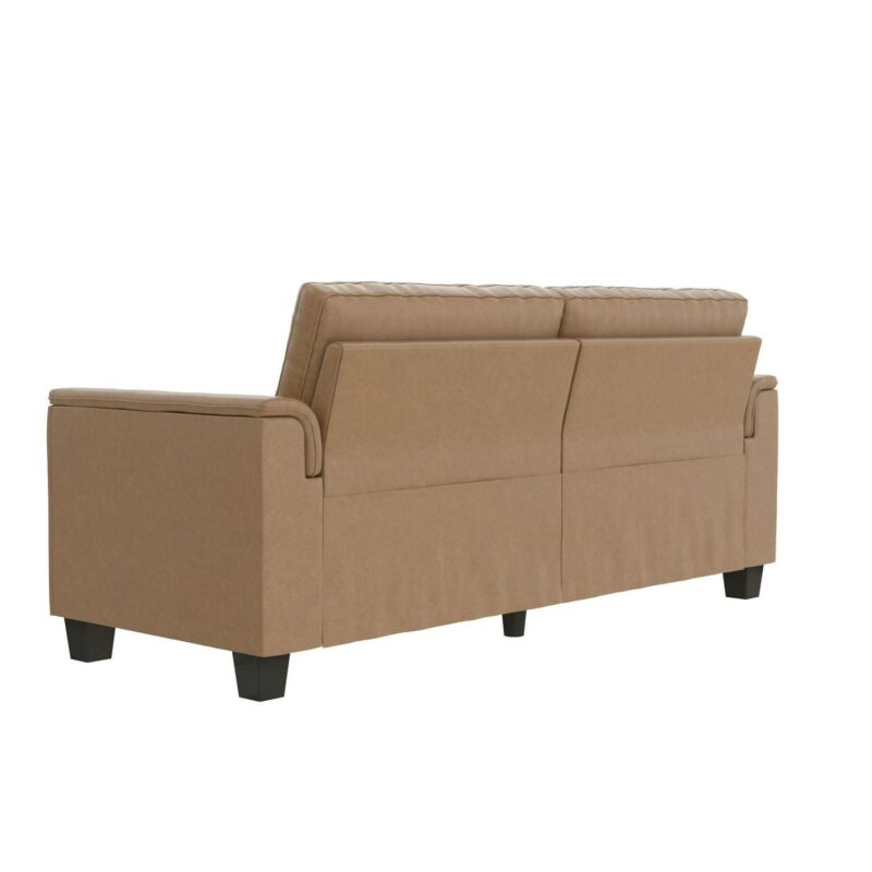 Mainstays Williamson 75.5  Sofa, Brown Faux Leather - Image 11