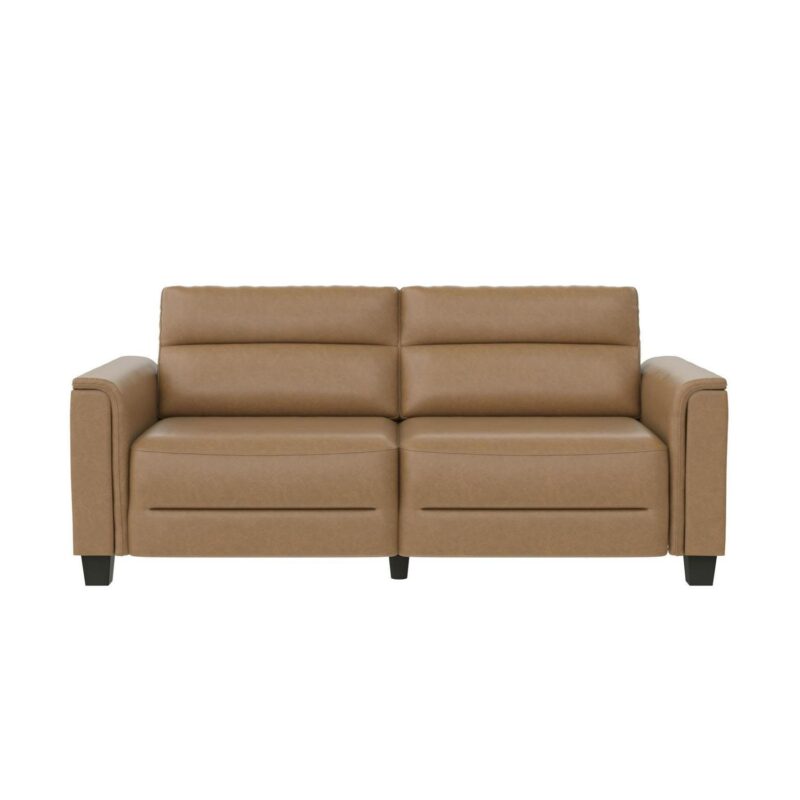 Mainstays Williamson 75.5  Sofa, Brown Faux Leather - Image 9
