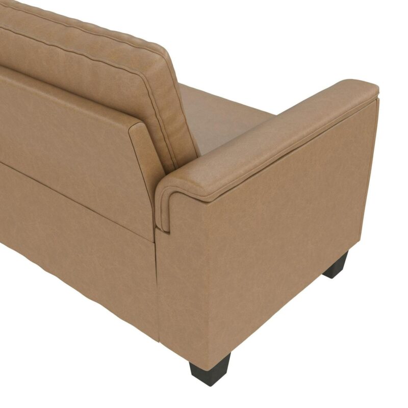 Mainstays Williamson 75.5  Sofa, Brown Faux Leather - Image 12