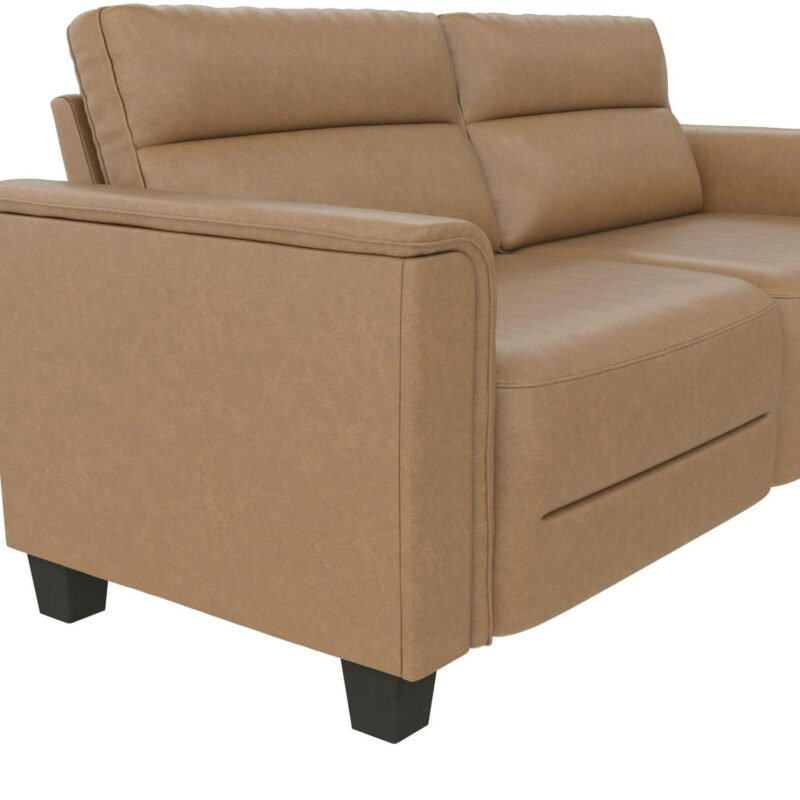 Mainstays Williamson 75.5  Sofa, Brown Faux Leather - Image 15