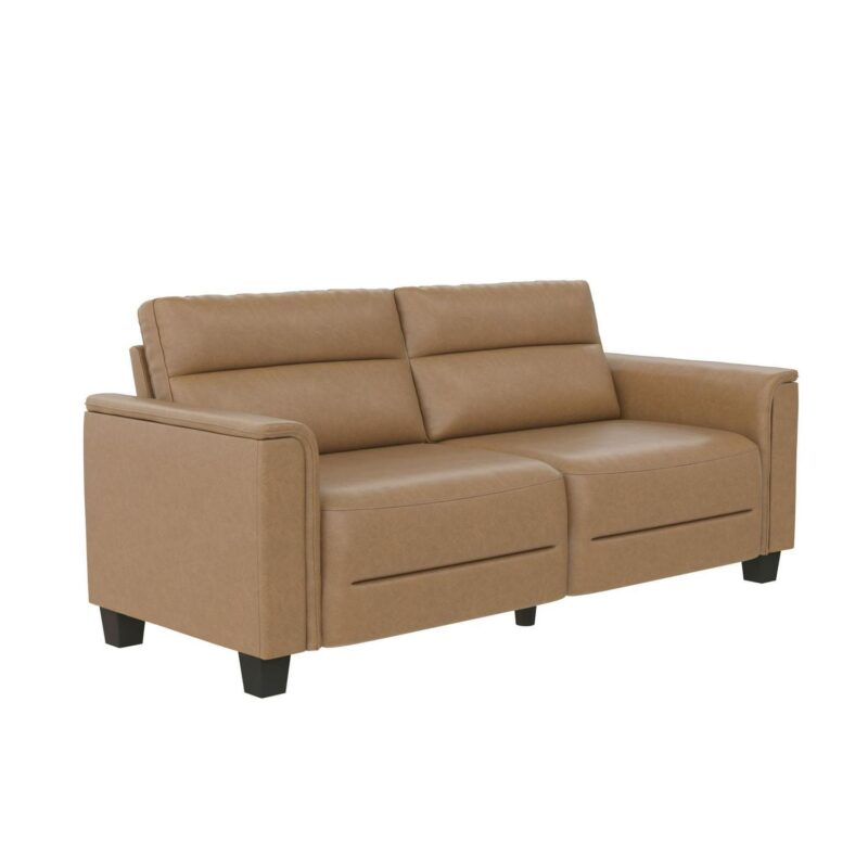 Mainstays Williamson 75.5  Sofa, Brown Faux Leather - Image 7