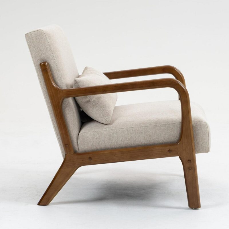 Mainstays Wood Arm Accent Chair, Beige - Image 2