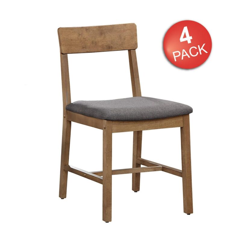 Mainstays Wood Dining Chair 4 Pack, Walnut Color, Grey Fabric Upholstered Seat Pad - Image 11