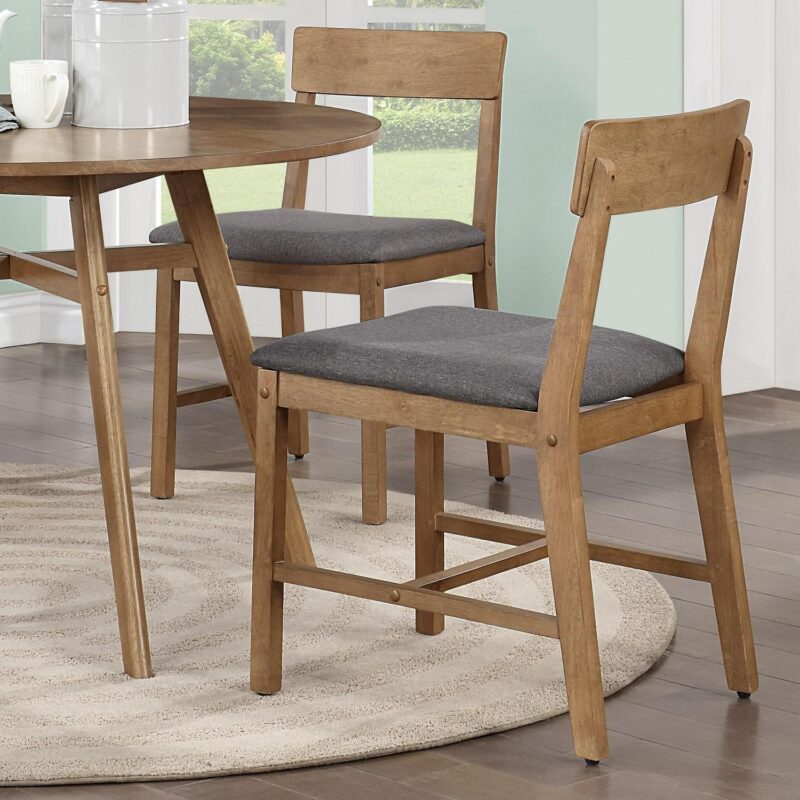Mainstays Wood Dining Chair 4 Pack, Walnut Color, Grey Fabric Upholstered Seat Pad - Image 5