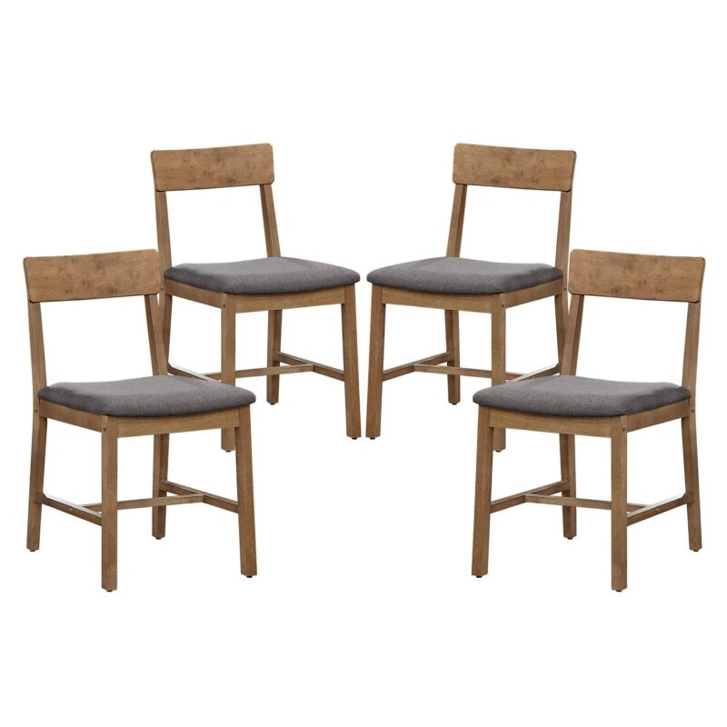 Mainstays Wood Dining Chair 4 Pack, Walnut Color, Grey Fabric Upholstered Seat Pad - Image 7