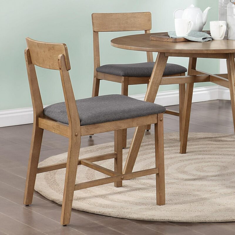 Mainstays Wood Dining Chair 4 Pack, Walnut Color, Grey Fabric Upholstered Seat Pad - Image 10