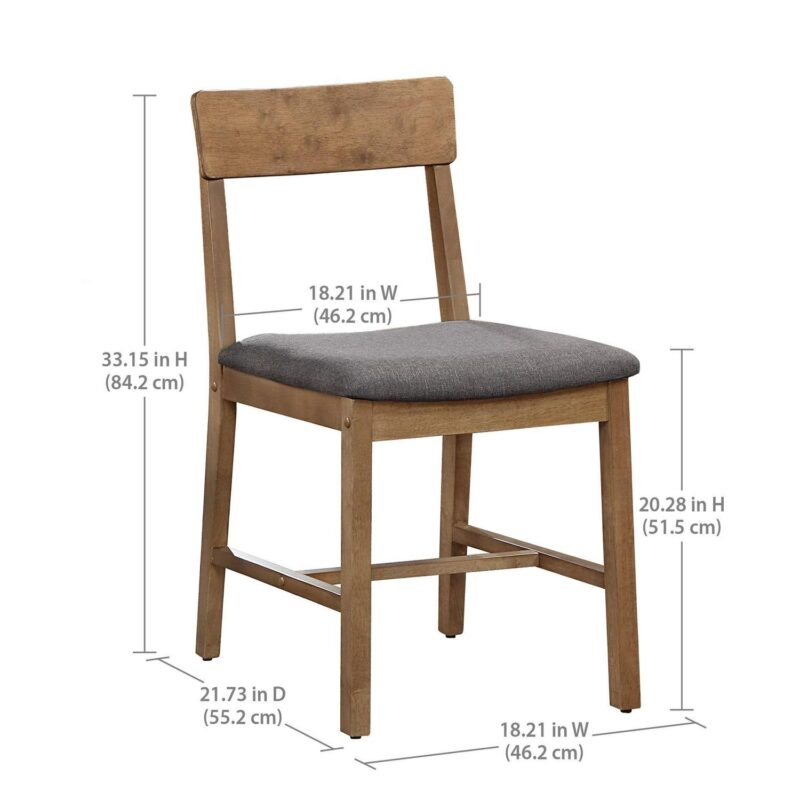 Mainstays Wood Dining Chair 4 Pack, Walnut Color, Grey Fabric Upholstered Seat Pad - Image 4