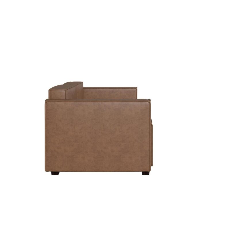 Mainstays Wynnewood 75  Low Profile Sofa with 2 Throw Cushions, Cocoa Faux Leather - Image 19