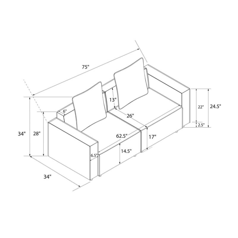 Mainstays Wynnewood 75  Low Profile Sofa with 2 Throw Cushions, Cocoa Faux Leather - Image 22