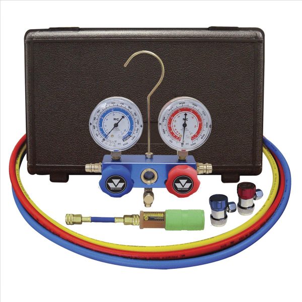 Mastercool 89661-UV 134A Manifold Gauge Set with 60  Hoses and Manual Couplers