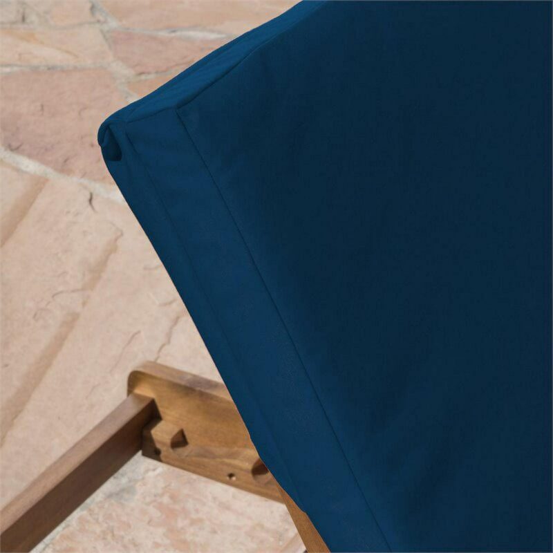 Mavis Outdoor Chaise Lounge With Cushion, Set of 2, Teak Finish, Blue - Image 6