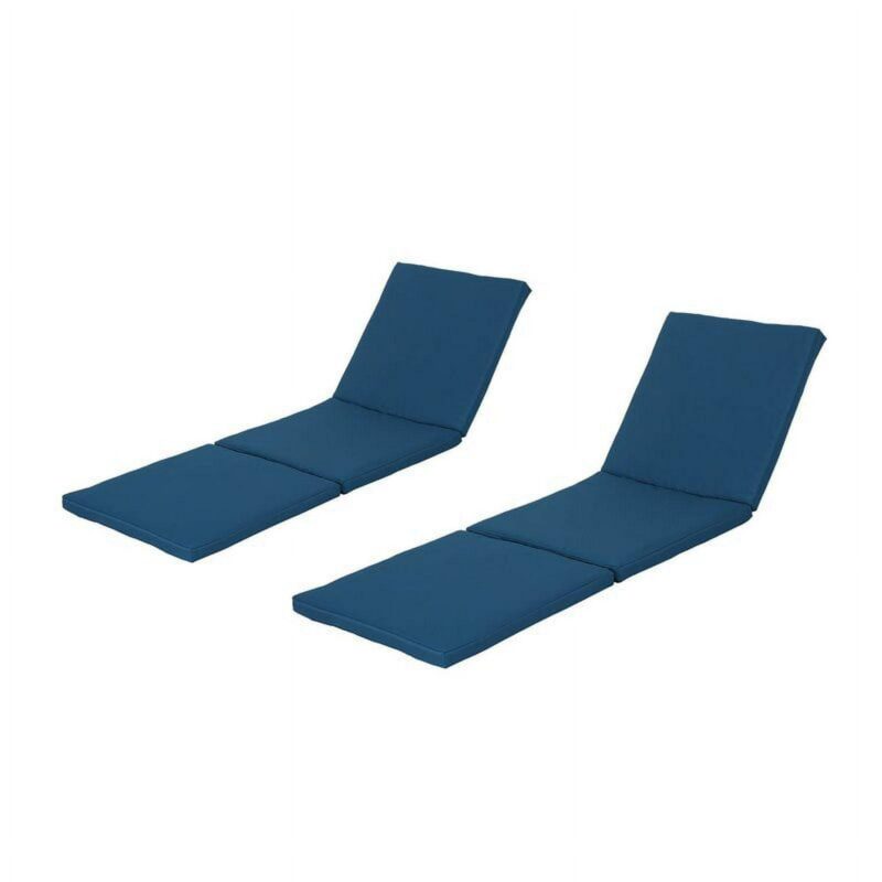 Mavis Outdoor Chaise Lounge With Cushion, Set of 2, Teak Finish, Blue - Image 10