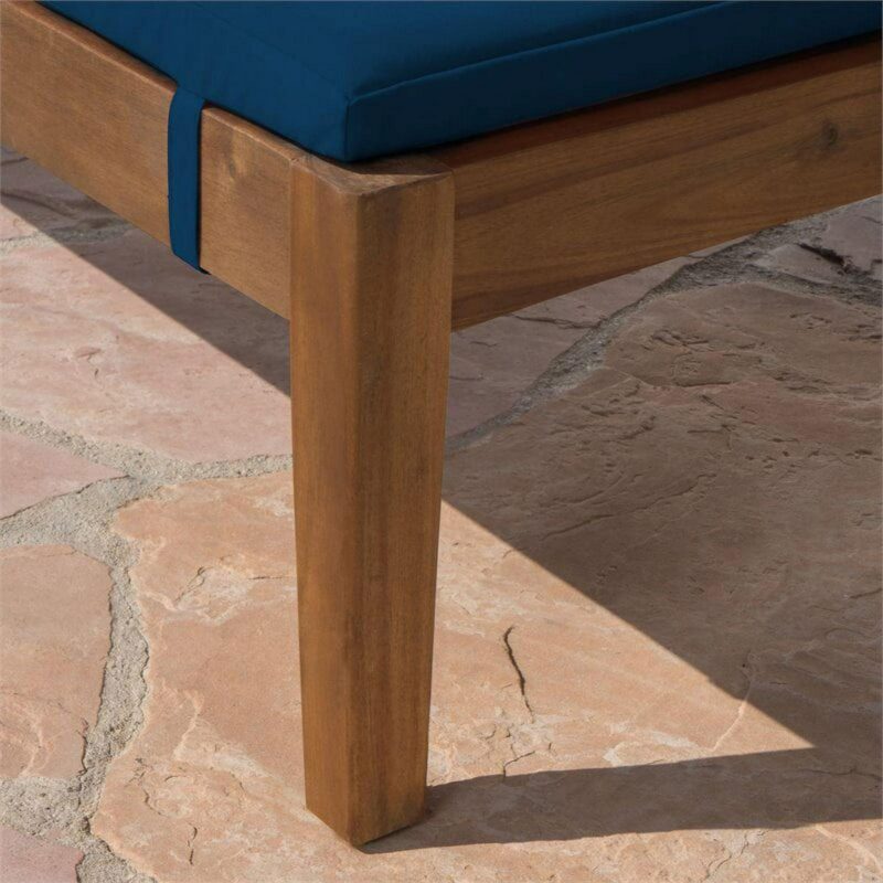 Mavis Outdoor Chaise Lounge With Cushion, Set of 2, Teak Finish, Blue - Image 13