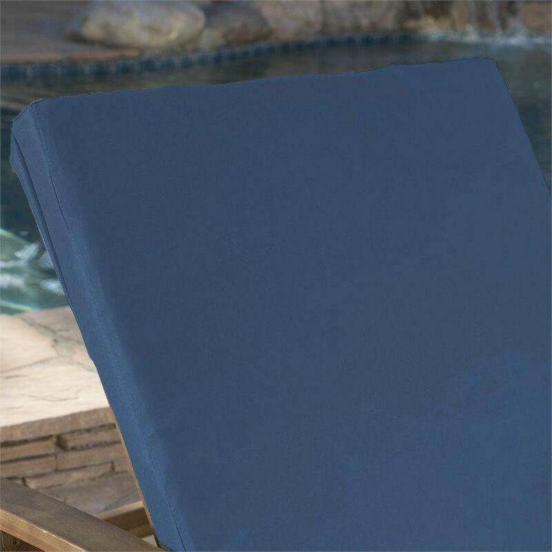 Mavis Outdoor Chaise Lounge With Cushion, Set of 2, Teak Finish, Blue - Image 17